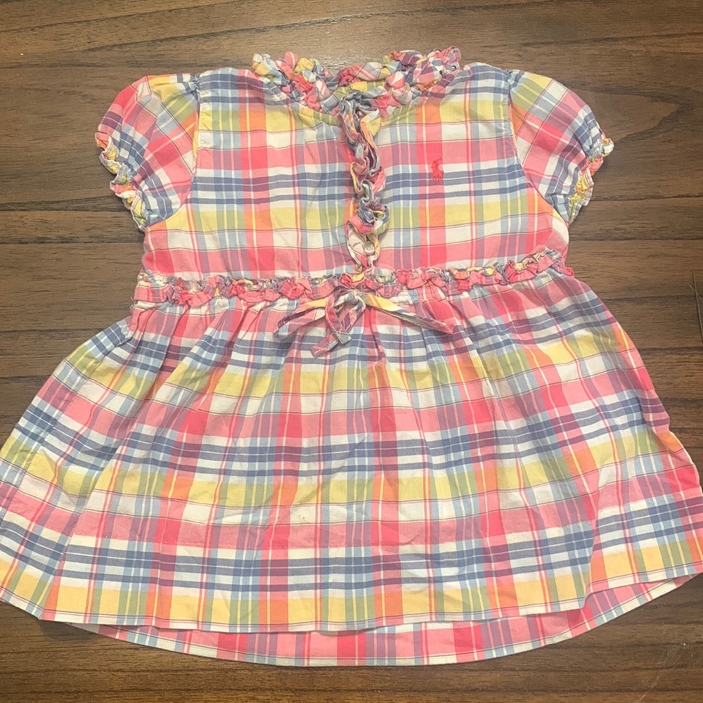 24 month girl Ralph Lauren multi color plaid blouse.